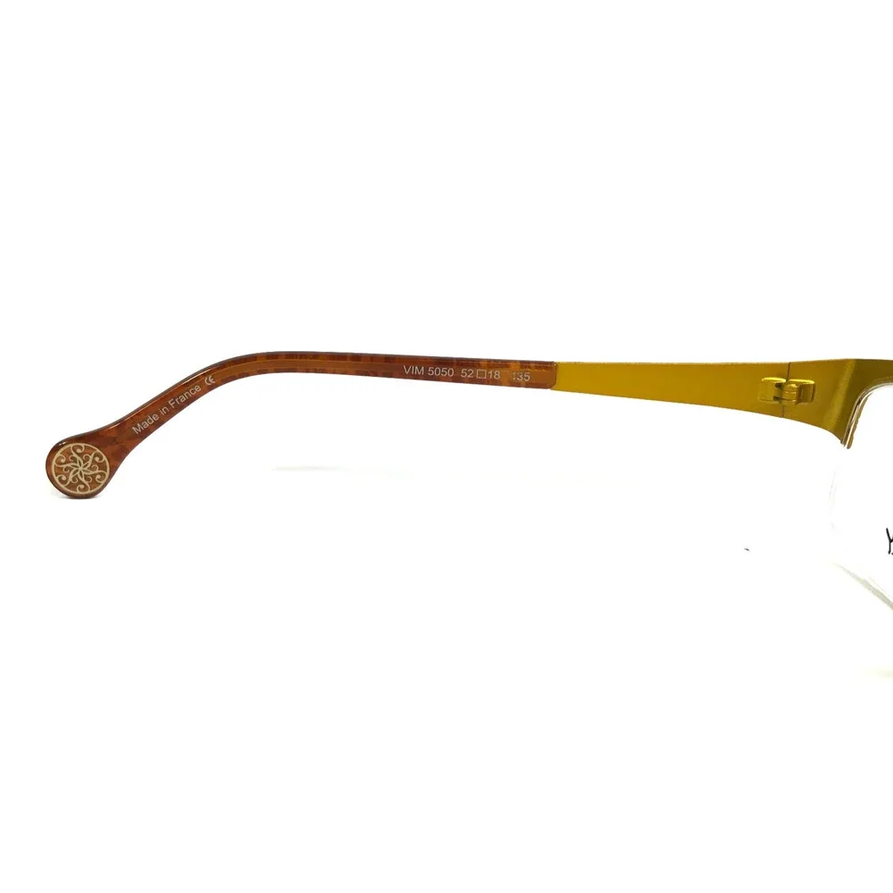 BOZ Eyeglasses Frames VIM 5050 Yellow Cracked Earth Pattern Half Rim 52-18-135